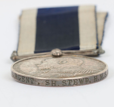 Edwardian Royal Navy Long Service Medal to a Ships Steward - 5