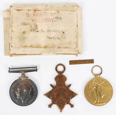 Great War 1914-15 Star Medal Trio to the Bedfordshire Regiment