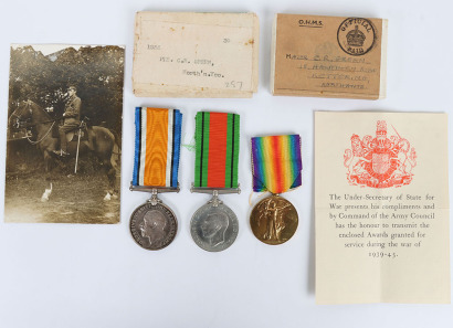 Medal Group of Three to a Private in the Northamptonshire Yeomanry who then Served as an Officer in the Home Guard During the Second World War