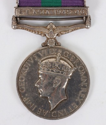 George VI General Service Medal for the Post War Campaign in South East Asia to an Officer in the Army Air Corps