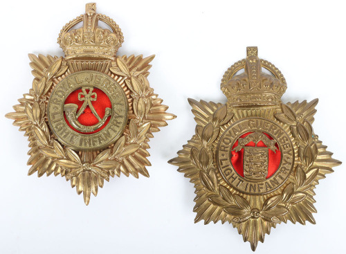 Post 1902 Royal Guernsey Light Infantry and Royal Jersey Light Infantry Other Ranks Helmet Plates