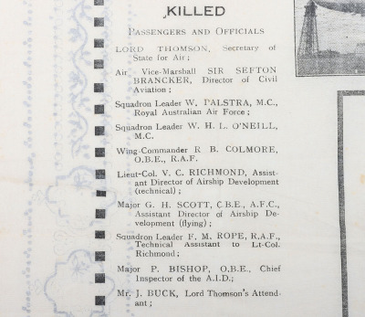 Printed Memorial Memento of the British Airship R101 - 5