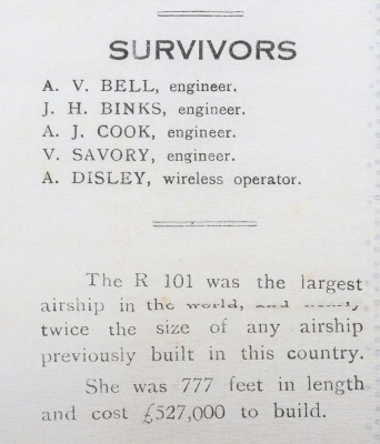 Printed Memorial Memento of the British Airship R101 - 8