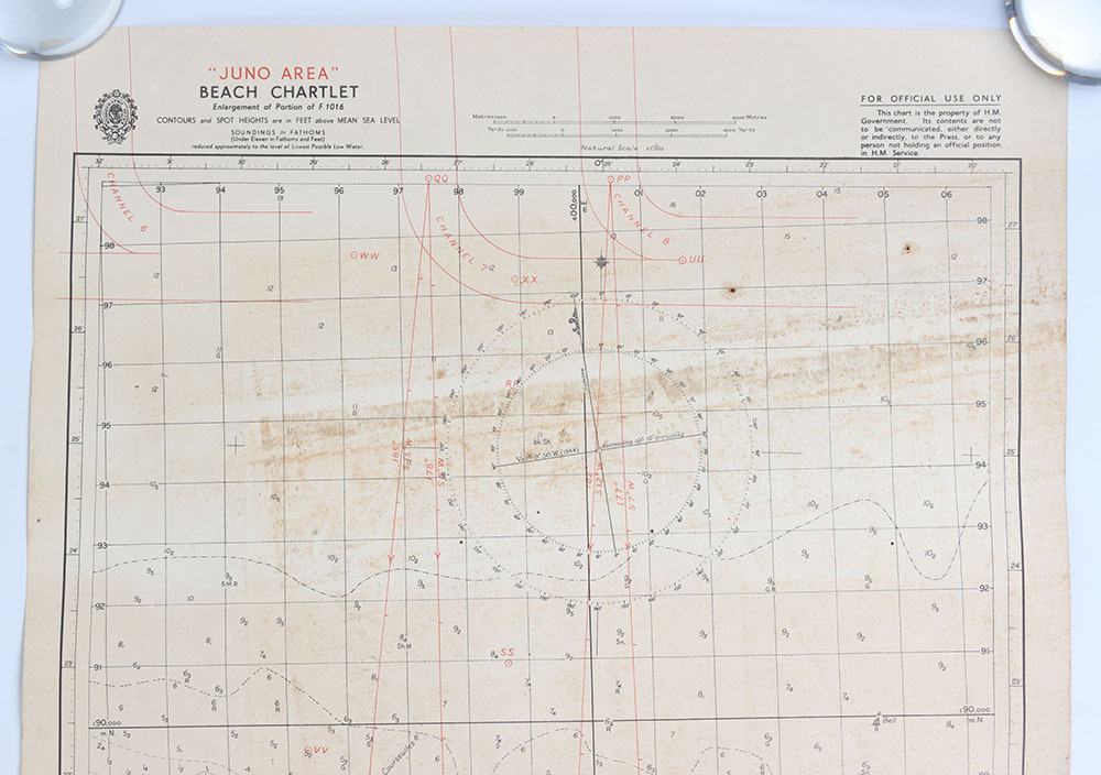Chartlet WW2 Operation Overlord D-Day Invasion Planning Juno Area Beach Chartlet