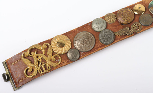 WWI German Souvenir &lsquo;Hate Belt&rsquo; Assembled by Sergeant L.R. RIDGE, HQ Coy, United States 38th Infantry