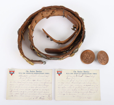 WWI German Souvenir &lsquo;Hate Belt&rsquo; Assembled by Sergeant L.R. RIDGE, HQ Coy, United States 38th Infantry - 12