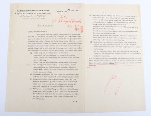 German Four Year Plan by Reichsmarschall des Grossdeutschen Reichs Hermann G&ouml;ring with Hand Signature