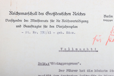 German Four Year Plan by Reichsmarschall des Grossdeutschen Reichs Hermann G&ouml;ring with Hand Signature - 2