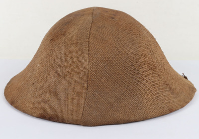 Rare WW1 British Other Ranks Steel Combat Helmet with Original Sacking Trench Cover