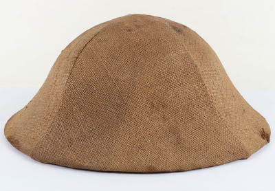 Rare WW1 British Other Ranks Steel Combat Helmet with Original Sacking Trench Cover - 2