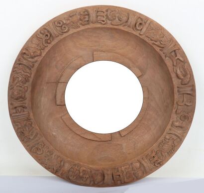 German Hand Carved Bread Plate with Germanic Runes and Swastika