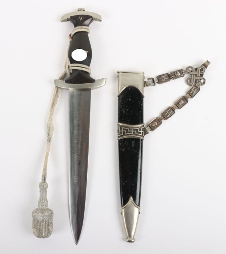 Third Reich SS (Schutzstaffel) Officers Chained Dress Dagger with Dedication to the Blade