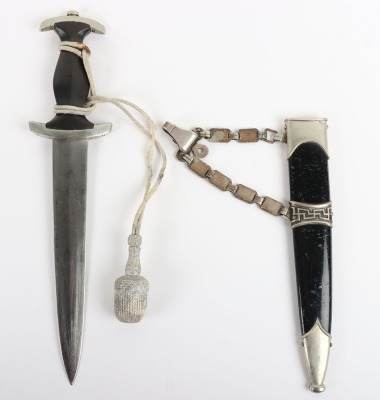 Third Reich SS (Schutzstaffel) Officers Chained Dress Dagger with Dedication to the Blade - 3