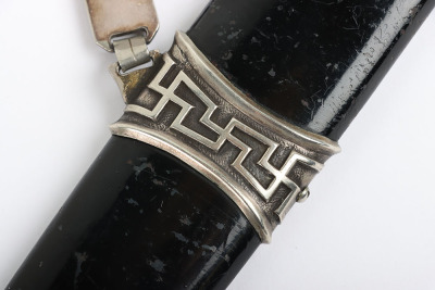 Third Reich SS (Schutzstaffel) Officers Chained Dress Dagger with Dedication to the Blade - 4