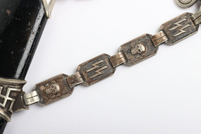 Third Reich SS (Schutzstaffel) Officers Chained Dress Dagger with Dedication to the Blade - 7