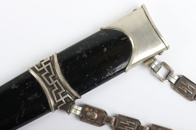 Third Reich SS (Schutzstaffel) Officers Chained Dress Dagger with Dedication to the Blade - 11