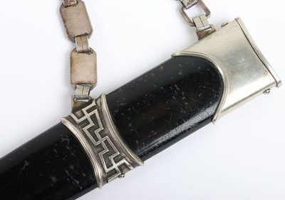 Third Reich SS (Schutzstaffel) Officers Chained Dress Dagger with Dedication to the Blade - 13