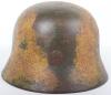 Waffen-SS Single Decal Camouflaged Steel Combat Helmet - 6