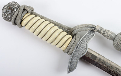 Scarce WW2 German Luftwaffe 2nd Pattern Officers Dress Dagger with Double Etched Blade by Carl Eickhorn, Solingen - 10