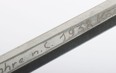 WW2 German Luftwaffe 2nd Pattern Officers Dress Dagger by SMF with Named Dedication to the Blade - 23