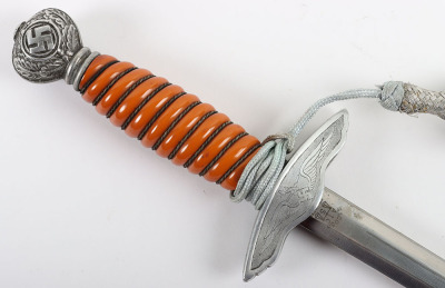 WW2 German Luftwaffe 2nd Pattern Officers Dress Dagger with Engraved Rear Cross Guard by Alcoso, Solingen - 10