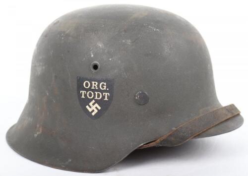 German Organisation Todt M-42 Steel Combat Helmet