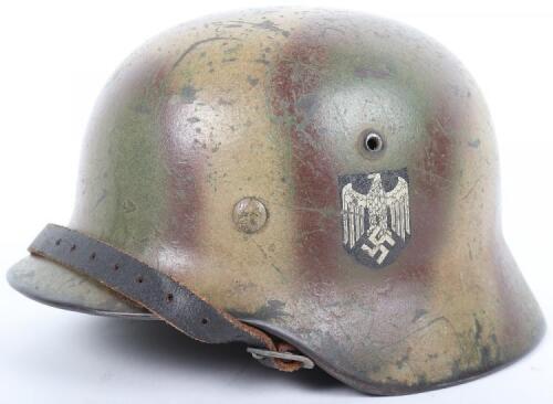 German Army Normandy Camouflaged Steel Combat Helmet