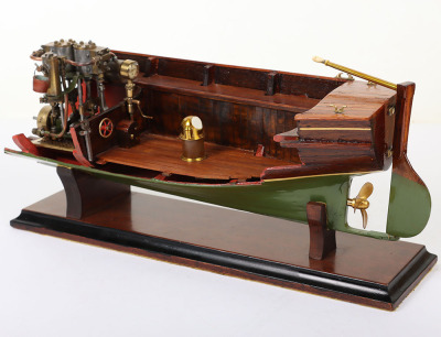 A high quality cutaway model Clinker wooden boat with twin cylinder engine - 3