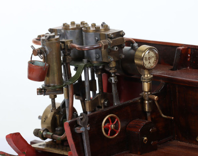 A high quality cutaway model Clinker wooden boat with twin cylinder engine - 5