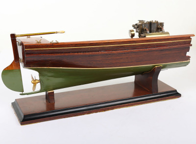 A high quality cutaway model Clinker wooden boat with twin cylinder engine - 6