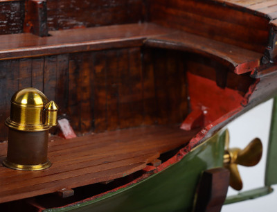 A high quality cutaway model Clinker wooden boat with twin cylinder engine - 10