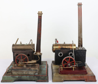 Two small live steam single cylinder steam plants, German 1920s - 2