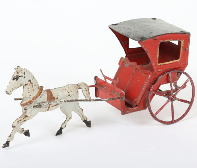 Tinplate horse drawn Hanson cab, French circa 1890 - 2