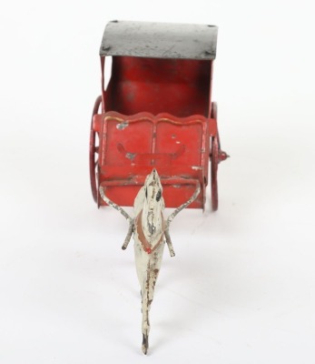 Tinplate horse drawn Hanson cab, French circa 1890 - 5