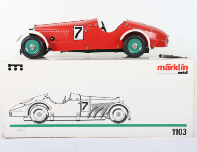 Boxed Marklin recent issue 1103 tinplate clockwork Racing car - 2