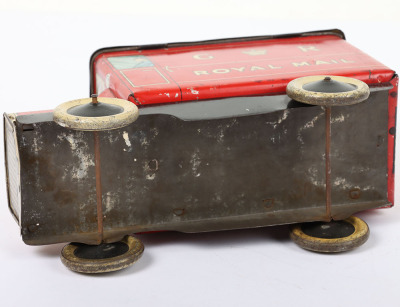 Scarce tinplate W & R Jacob & Co Ltd Royal Mail motor van biscuit tin, 1920s - 5