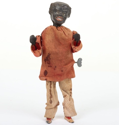 Rare Fernand Martin tinplate clockwork Banboula dancing black man, French circa 1901