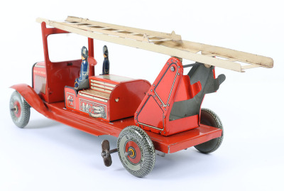 Mettoy Tinplate Fire Engine, with escape ladder - 3