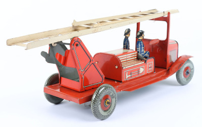 Mettoy Tinplate Fire Engine, with escape ladder - 4