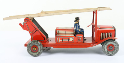 Mettoy Tinplate Fire Engine, with escape ladder - 5