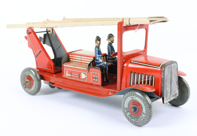 Mettoy Tinplate Fire Engine, with escape ladder - 6