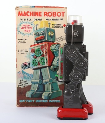 Boxed SH Horikawa battery operate tinplate Machine Robot, Japanese 1960s - 4