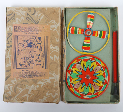 Boxed tinplate spinning tops The &lsquo;Triumph-Top&rsquo;, M.N of Germany 1920s