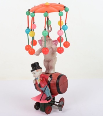 Boxed A.M Japan celluloid circus Elephant and Ringmaster clockwork novelty toy, 1930s, - 2