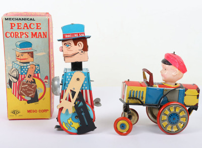 Boxed SY Toys mechanical tinplate Peace Corps Man, Travelling Sam, Japanese 1960s - 4