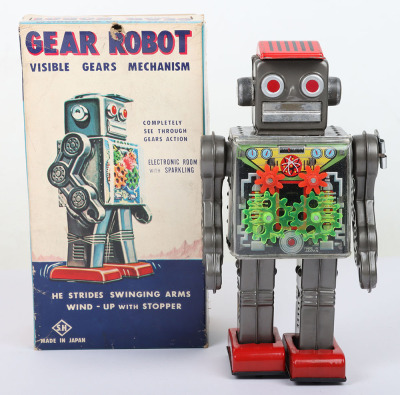 Boxed scarce SH Horikawa clockwork Gear Robot, Japanese 1960s - 2