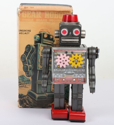 Boxed SH Horikawa clockwork Gear Robot, Japanese 1960s - 3