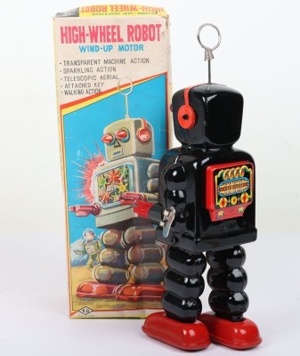 Boxed KO Yoshiya clockwork High-Wheel Robot, Japanese 1950s - 2