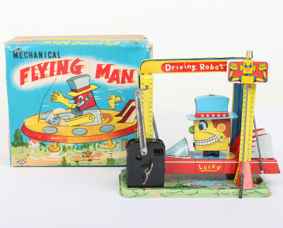 Scarce Boxed SY Toys mechanical Flying Man Driving Robot, Japanese 1960s - 2