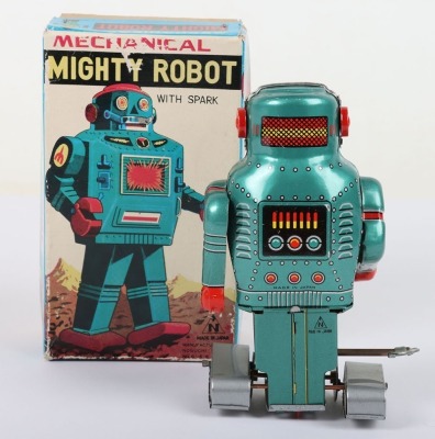 Boxed Noguchi tinplate mechanical Mighty Robot, Japanese 1960s - 2